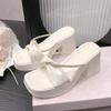 Thick Heel Square Head One-pedal Sandals Summer New One-word with Fine Diamond Beach Shoes Women's High-heeled Slippers