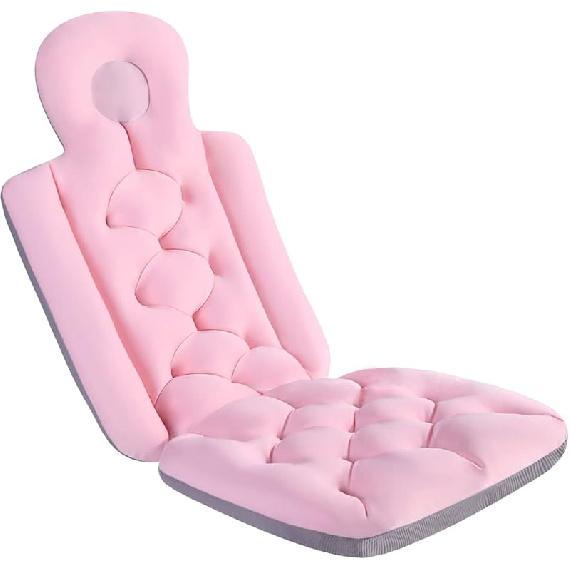 Full Body Bath Pillow, Bath Pillows for Tub, Tub Pillow for Bath Head and Neck Support Ergonomic Quick Dry Headrest Cushion Bath Accessories Pink-93cm*40cm