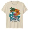 Surfing Flamingo T-Shirt Summer Surf Vibes Tropical Retro Beach Gift