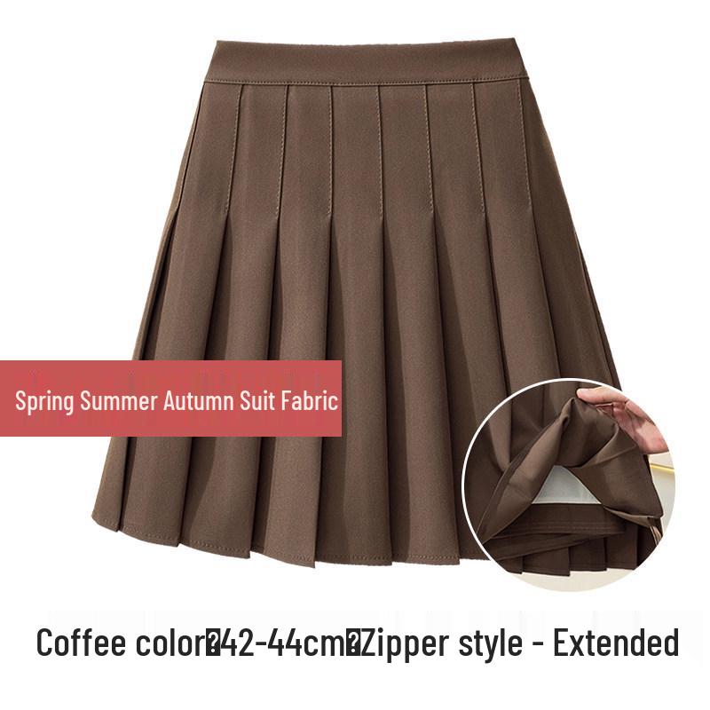 Women's High-Waisted Woolen Pleated A-Line Skirt - Slimming Autumn/Winter Academy Style