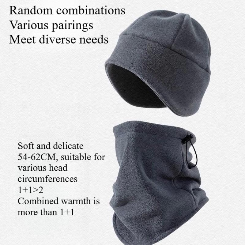 1PC Fleece Hat, Scarf Integrated, Men's and Women's Autumn and Winter Warm Neck Mask, Scarf, Windproof Cycling Cap