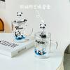 High-Value Transparent Water Cup Gift Cute Cartoon Breakfast With Lid Household Wind Glass