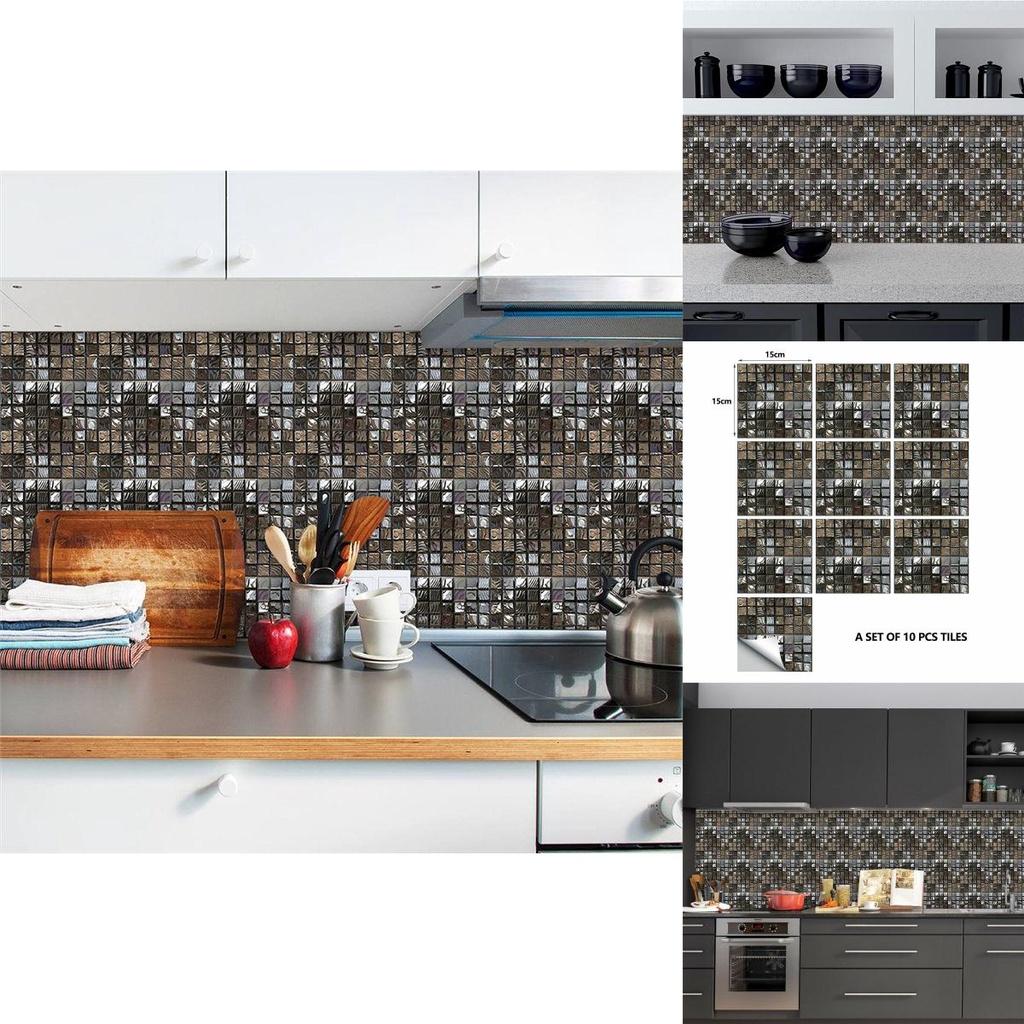 Abstract Mosaic Ceramic Tile Sticker For Home Renovation Waterproof Kitchen And Bathroom Decoration