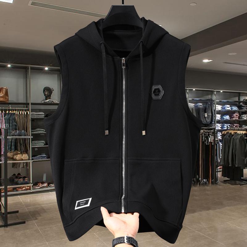 Übergröße 5XL-11XL Mode Herbst Winter Oversize Warme Ärmellose Weste Herren Oberbekleidung Dickes Faux-Fleece-gefütterte Herrenjacke mit Kapuze