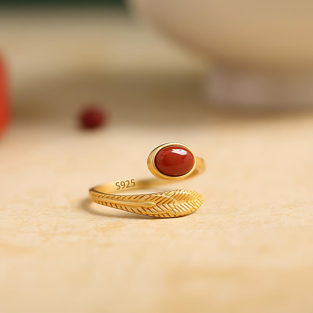 PANJBJ Anello Geometrico in Argento Sterling 925 con Giada di Hotan per Donna Ragazza Regolabile Gioielli Delicati Retrò Regalo di Compleanno Dropshipping