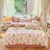 Nordic Style 100% Cotton Bedding Set Duvet Cover with 2pc Pillowcase for Student Dormitory Flower Print Lady's Double King Bed