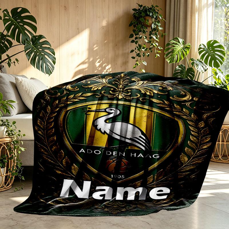 Custom Name Personalized ADO Den Haag Print Blanket, Home Decor, Bedroom, Sofa, Camping, Couch, Gifts for Birthday Christmas