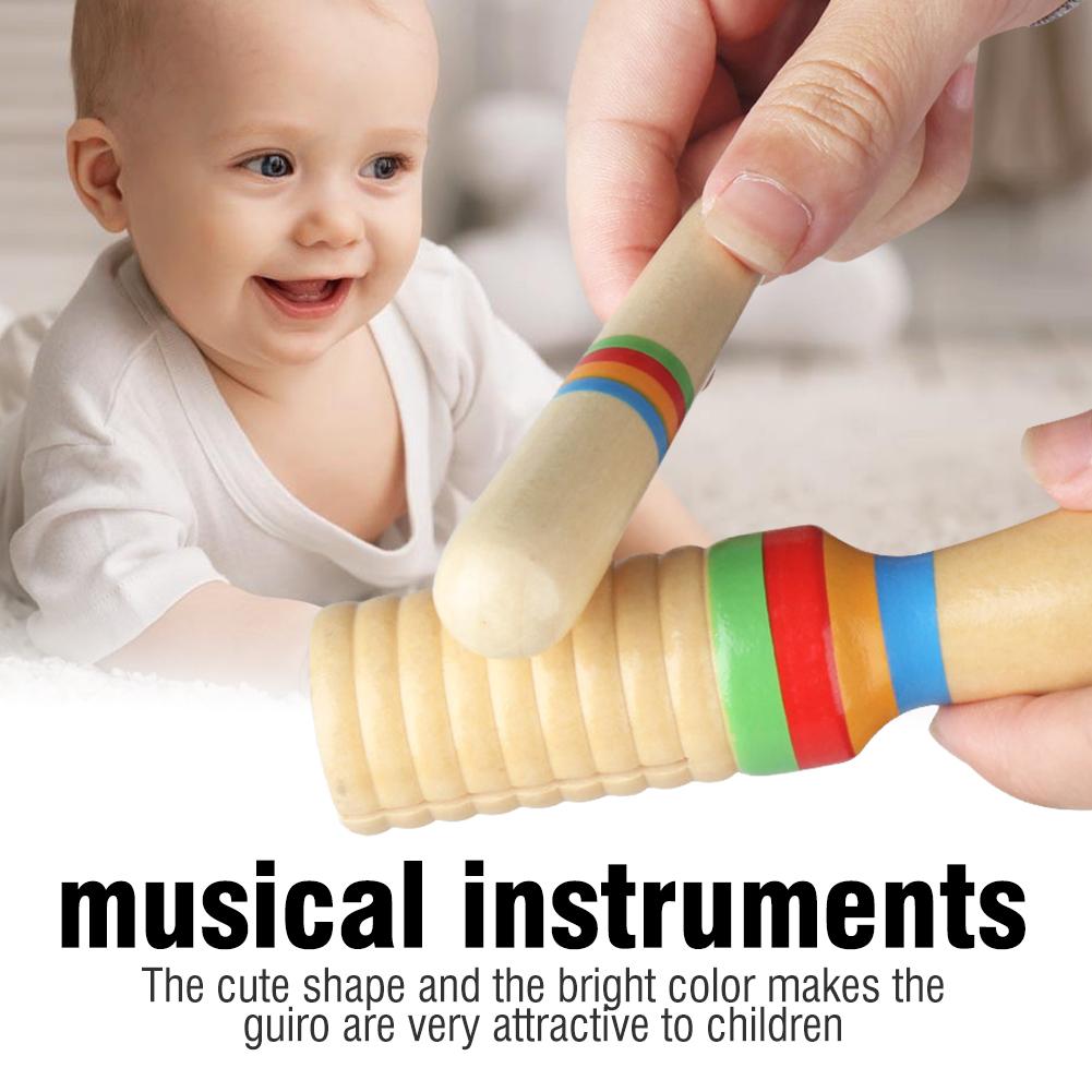 

Красочные цельные деревянные детские игрушки Guiro Crow Sounder ударный музыкальный инструмент