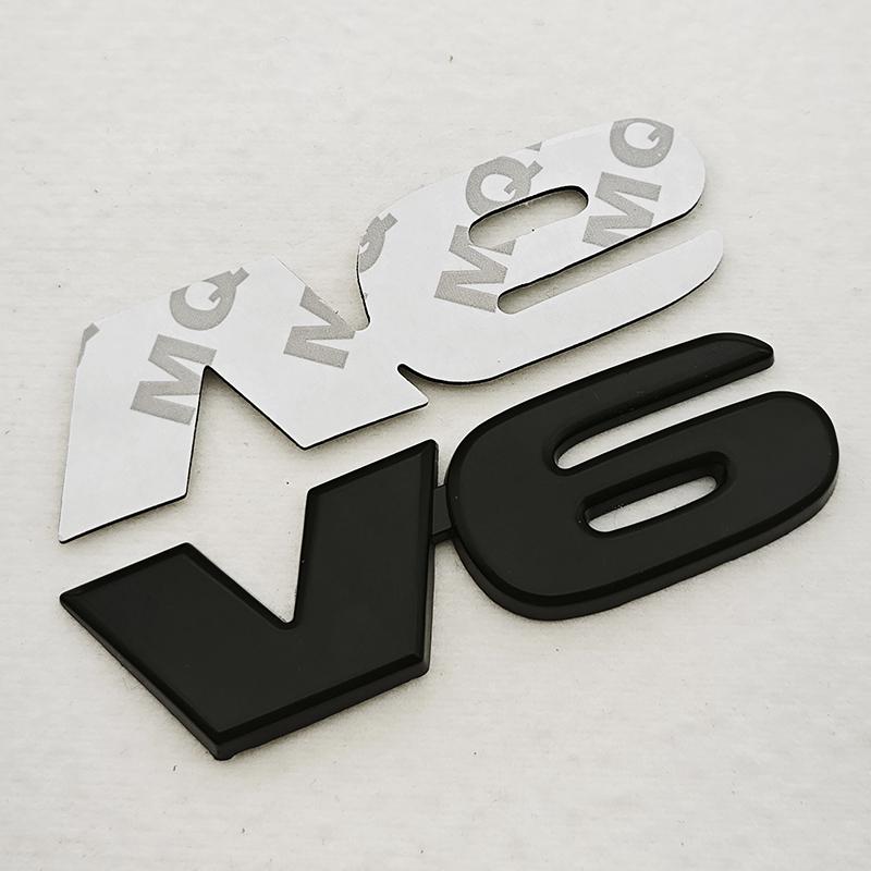 3D Metal Car Styling V6 Engine Logo Front Grille Badge Rear Trunk Emblem Side Fender Sticker Car Body Auto Exterior Accessories