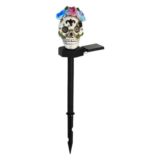 Solar Pumpkin Light Halloween Pathway Light Jack-O-Lantern Stake Outdoor Waterproof Skull Light with Stake for Yard Lawn Decoration