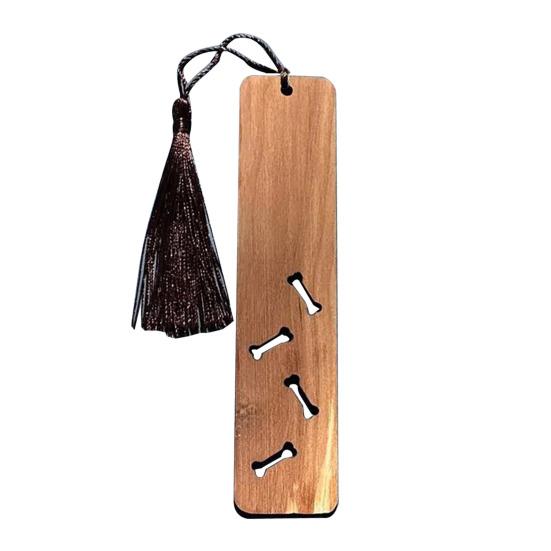 Pet Themed Bookmark Wooden Dog/Cat/Bone/Paw Carving Book Mark with Tassel Gift for Book Lovers Pet Owners