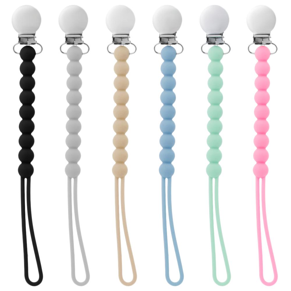 

Safe Teether Stainless Steel Silicone Pacifier Clip Nipple Holder Baby Teething Chain