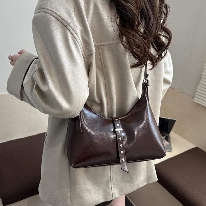 Autumn Vintage PU Hobos Shoulder Bags for Women Versatile Belt Design Ladies Crossbody Bag Simple Solid Color Female Handbags