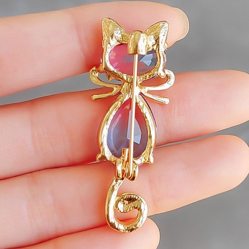 Cute Bow Kitten Cat Brooches For Women's Suit Scarf Simple Rhinestone Lovely Cat Animal Brooch Pins Jewelry Gifts