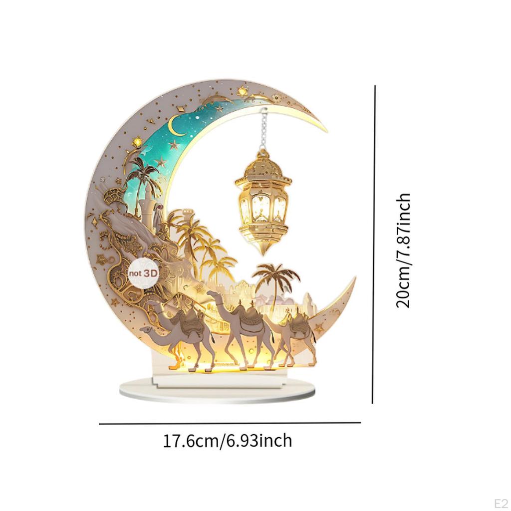 Figurine Plaque Acrylique Forme Lune avec Support Œuvre d'Art Unique Sculpture Légère Statue pour