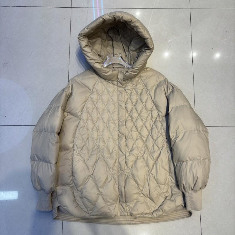 Dámský Oversized Zimní Kabát s Kapucí a Kachním Peřím Středně Silný Teplá Zimní Bunda Volný Střih Ležérní Chic Styl