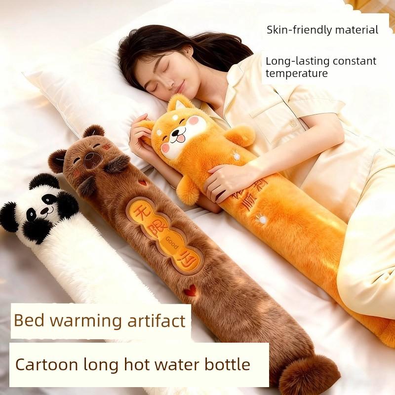 Extra-Large Cute Cartoon Hot Water Bottle Winter Hand Warmer Winter Pillow Long Pillow for Girls to Sleep with between Their Legs