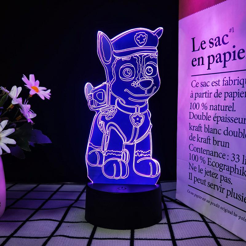 Night Light 3d Paw Patrol Toys Illusion Lamp 7 Colors Changing Desk Led Lights