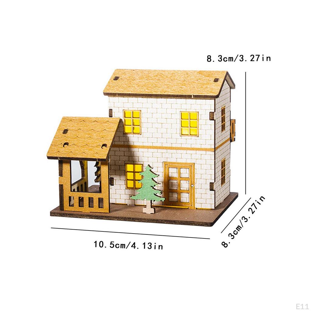 Beleuchtetes Miniaturhaus Weihnachtshütte Modell Stadtgebäude Geschenk Tiny Mockup Holz