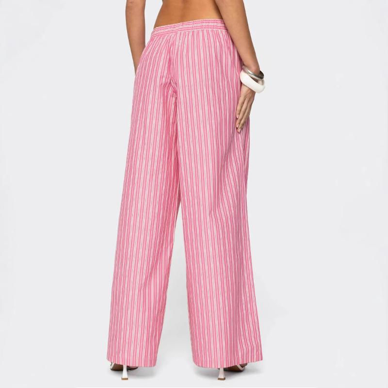 Autumn New Fashion Women's Striped Lace-up Thin Straight Casual Casual Versatile Trousers