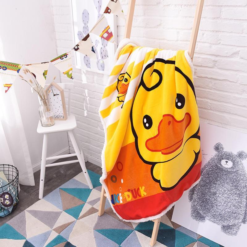 Soft Cartoon Fleece Blanket Toddlers Nap Time Double-Layer Sherpa 100x140cm Kids Bedding