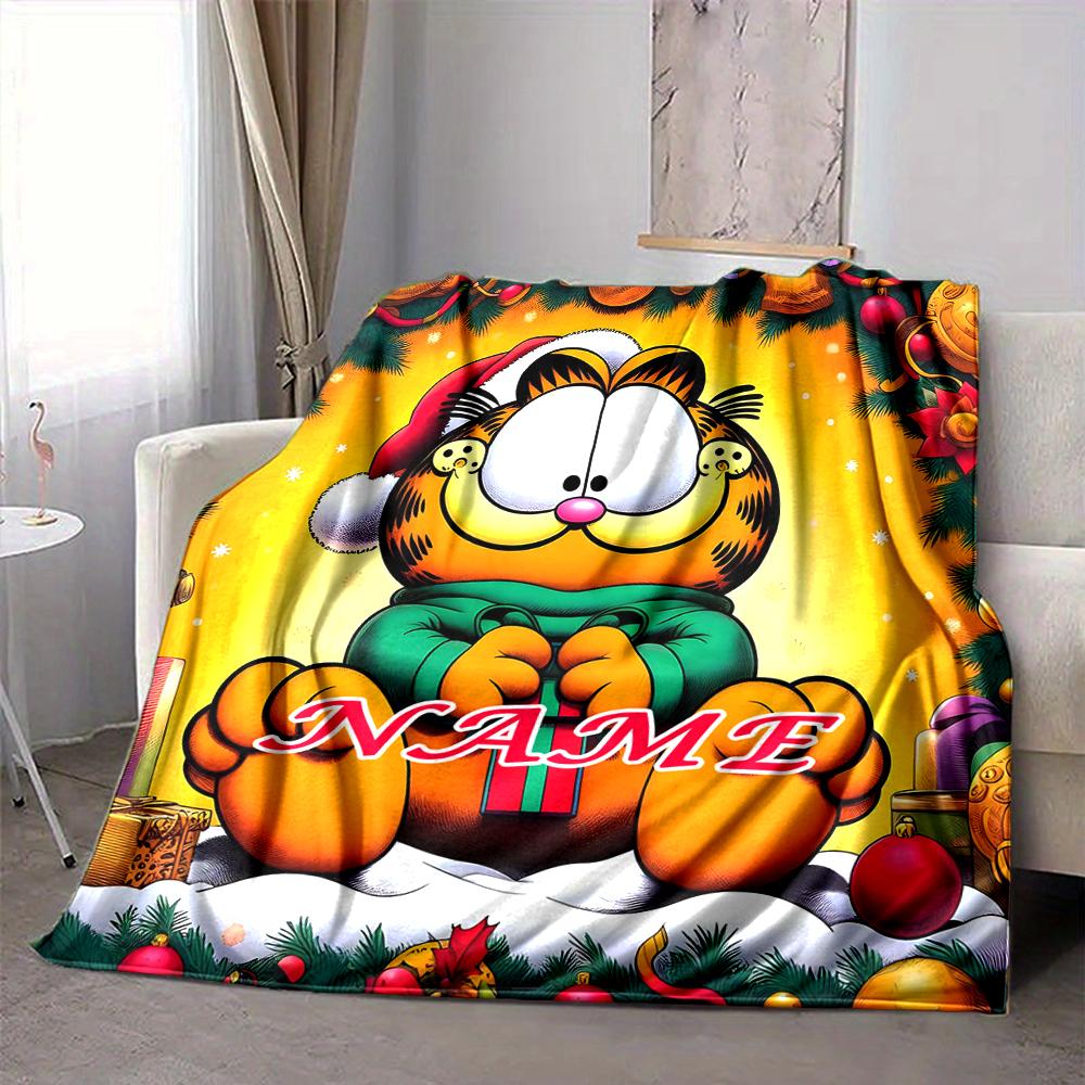 Custom 1pc Garfield Christmas Celebration Blanket, Soft And Comfortable Blanket, Casual Warm, Camping Travel Blanket, Birthday Gift Q91267