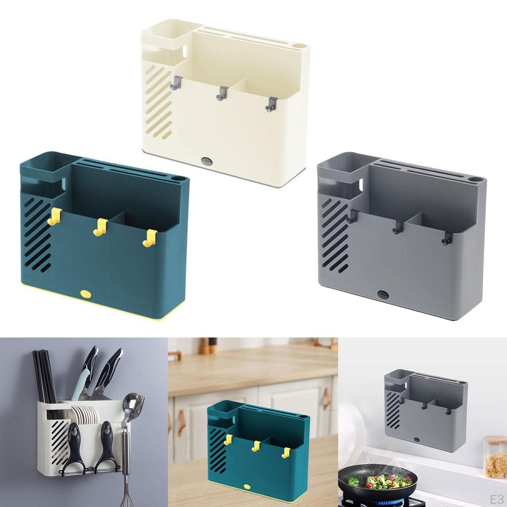 Chopstick Drainage Box Kitchen Utensil Rack, Wall Mount, Flatware Organizer Sturdy Chopsticks Holder