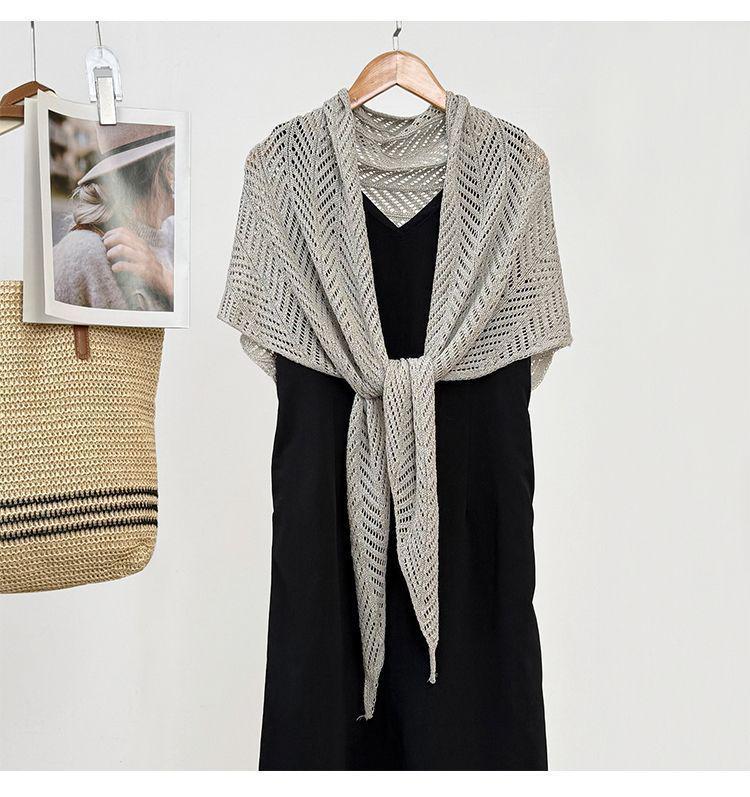 Versatile Minimalist Knit Triangle Scarf Shawl - Women's Summer Ice Silk Outerwear