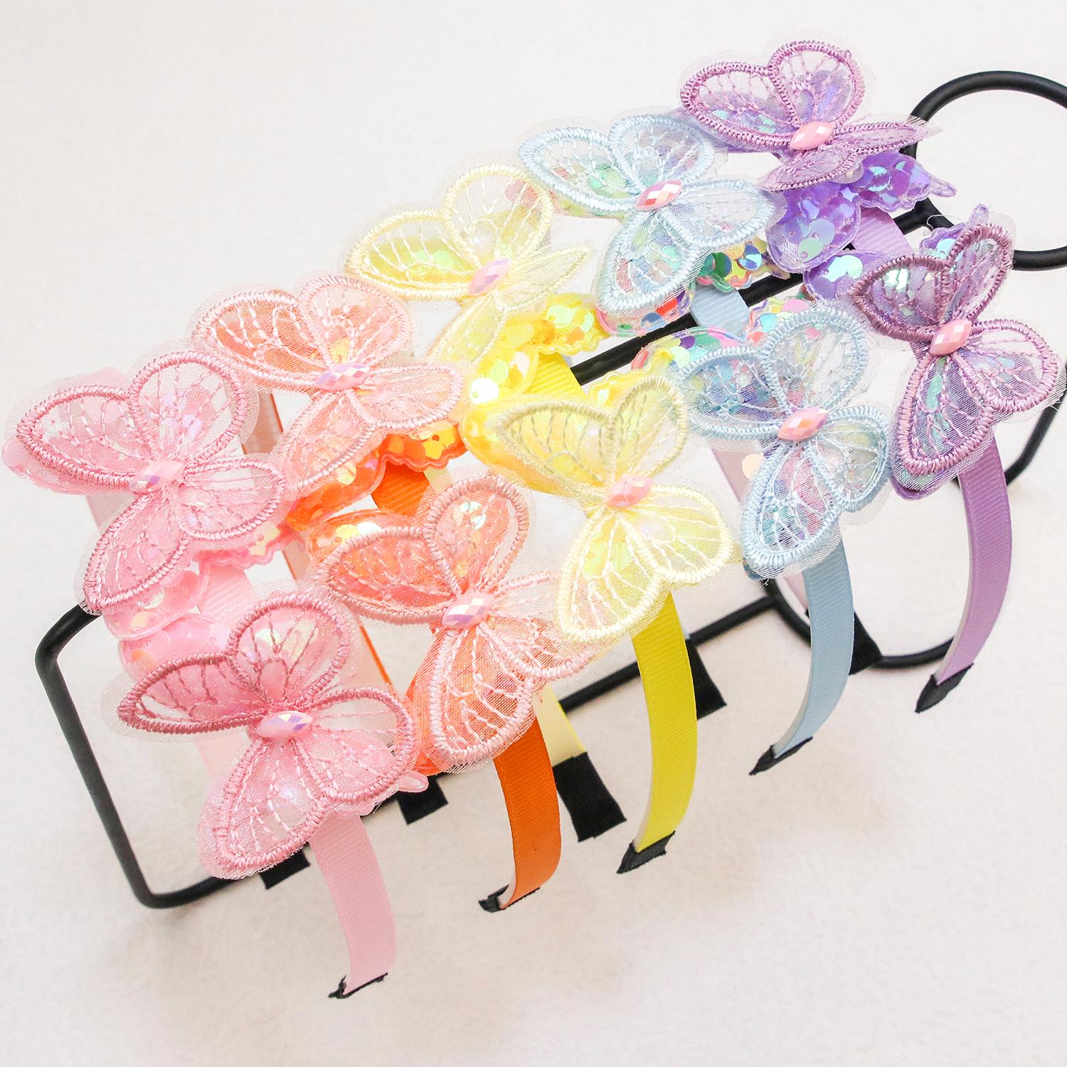 

Cute Butterfly Headbands for Girls 5cm Double Sequin Butterfly Hairbands Kids Hairhoops Children Girls Hair Accessories
