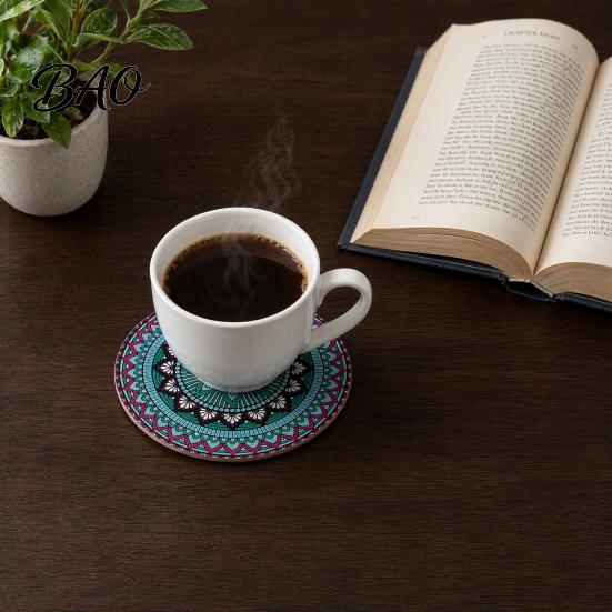 Furniture Protection Coaster 8PCS Coasters, Colorful Wood with Non-Slip Heat Insulation Multi-color Pack Waterproof Drink Holder, for Home Office