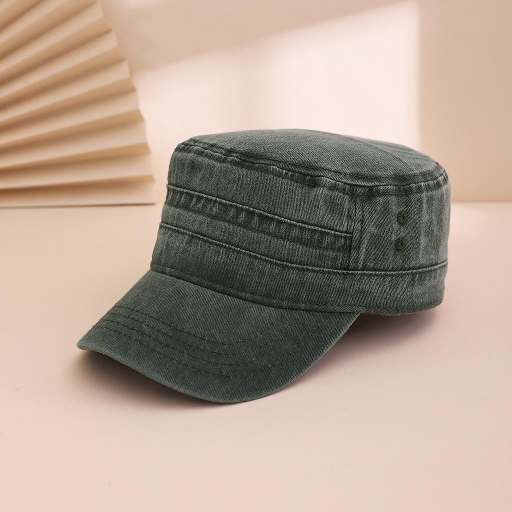 Korean-style solid-color washed and aged smooth flat top baseball cap, casual and versatile workwear-style sunshade baseball cap