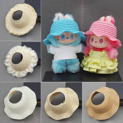 For 17cm Labubu Doll Clothes Fashion Clothes Straw Hat Doll Clothes Color Match Hat Dolls Accessories Cute Decoration Little Clothes