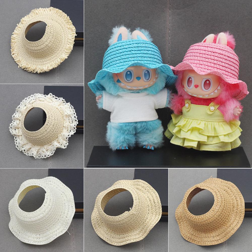 

For 17cm Labubu Doll Clothes Fashion Clothes Straw Hat Doll Clothes Color Match Hat Dolls Accessories Cute Decoration Little Clothes 04