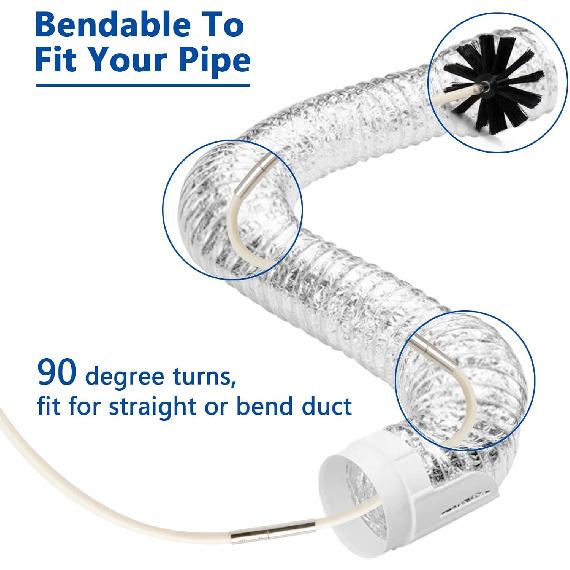 Dryer Vent Cleaner Kit, Lint Remover, Flexible Reusable Strong Nylon Rods Extends Up to 20 Feet, Lint Brush Head, Cleaning Duct Pipes, Use with or