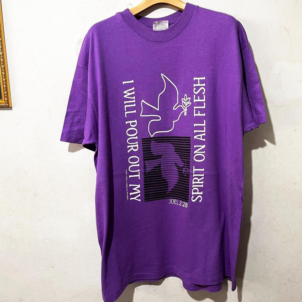 Vintage 90er Jahre Ich werde meinen Geist ausgießen Christliches T-Shirt Größe XL