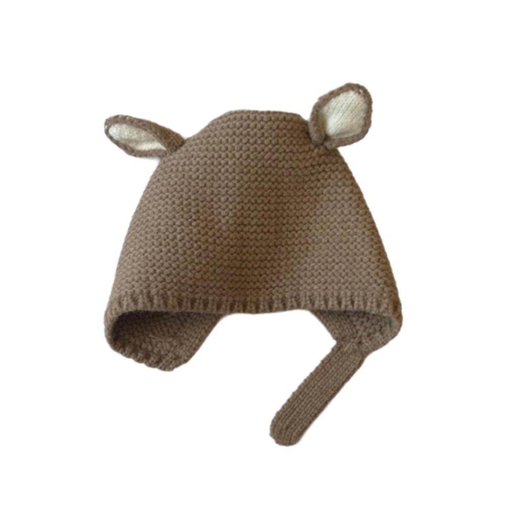Keep Warm Knitted Beanie Hat Solid Color Baby Hat Cute Ear Protection Cap  Kids Boy Girl