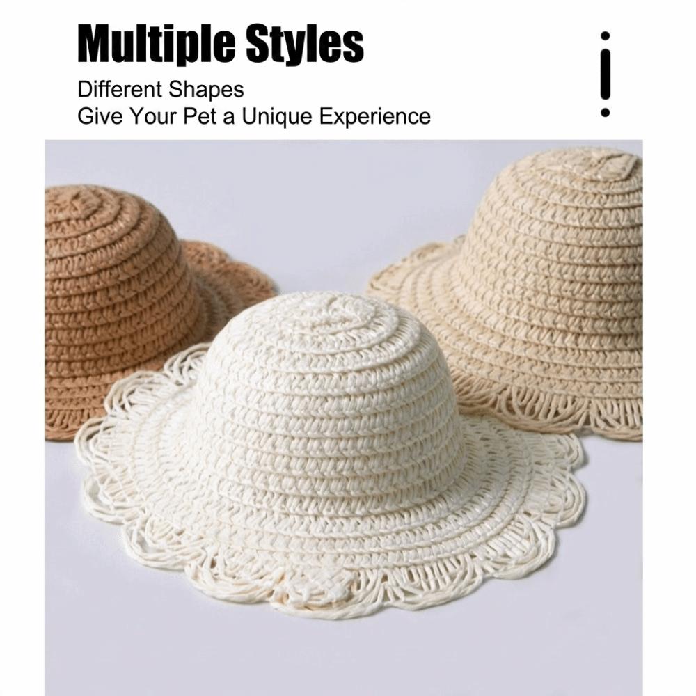 Pet Headwear Sun Protection Pet Straw Hat Lightweight Mini Size Pet Sun Hat Breathable Decorative Dog Hat Pet Decoration