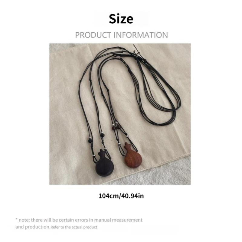 Handmade Retro Wood Beads Necklace Showcasing Artistic Gourd Kettle Charm Trendy Unisex Sweater Chain Accessory