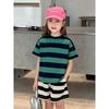 Children's Brand Export Clothing 2026 Summer New Style Kids' 95% Cotton Short-Sleeve T-Shirt Korean Style Colorful Thick Stripes