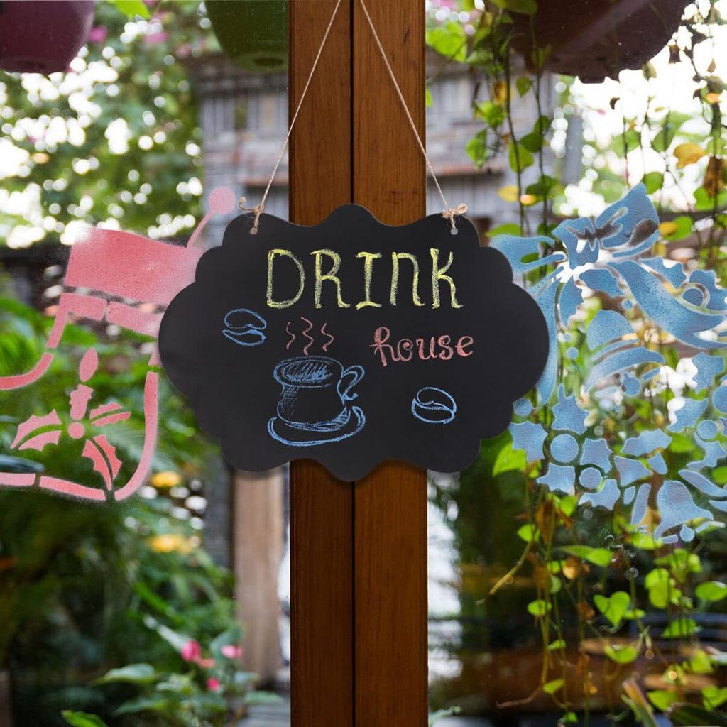 NUOLUX Mini Chalkboard Door Plate, Welcome Board, Entrance Sign, Double-Sided Blackboard, Menu Board, Open/Close Sign, Double-Sided, Set of 4