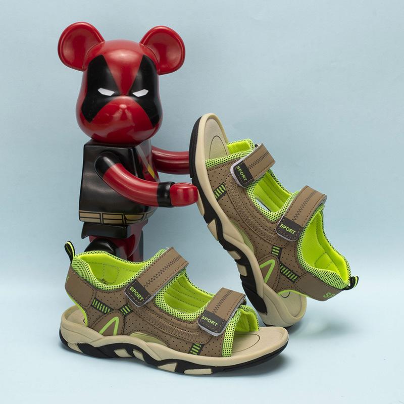 Children's Sandals Velcro Summer New Breathable Non-slip Sports Sandals Wear-resistant Versatile Boys Soft Sole
