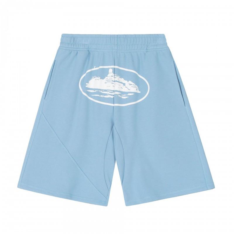 Corteiz Streetwear Short Pants Men Women Alcatraz Ship Print Loose Fit Cotton Shorts