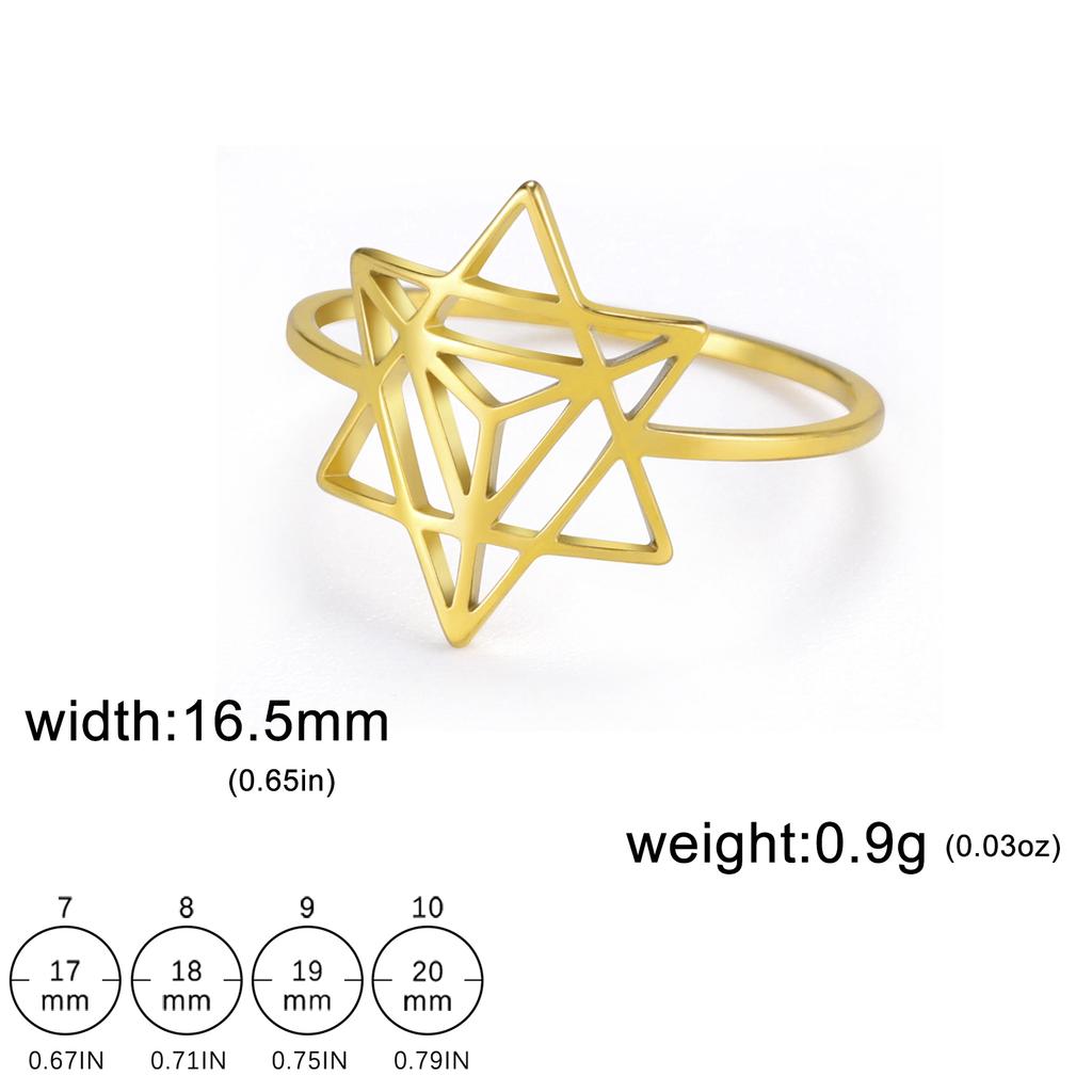 Lemegeton Merkaba Meditation Amulet Hexagram Rings Women Men Geometry Star Finger Ring Sacred Stainless Steel Party Jewelry Gift