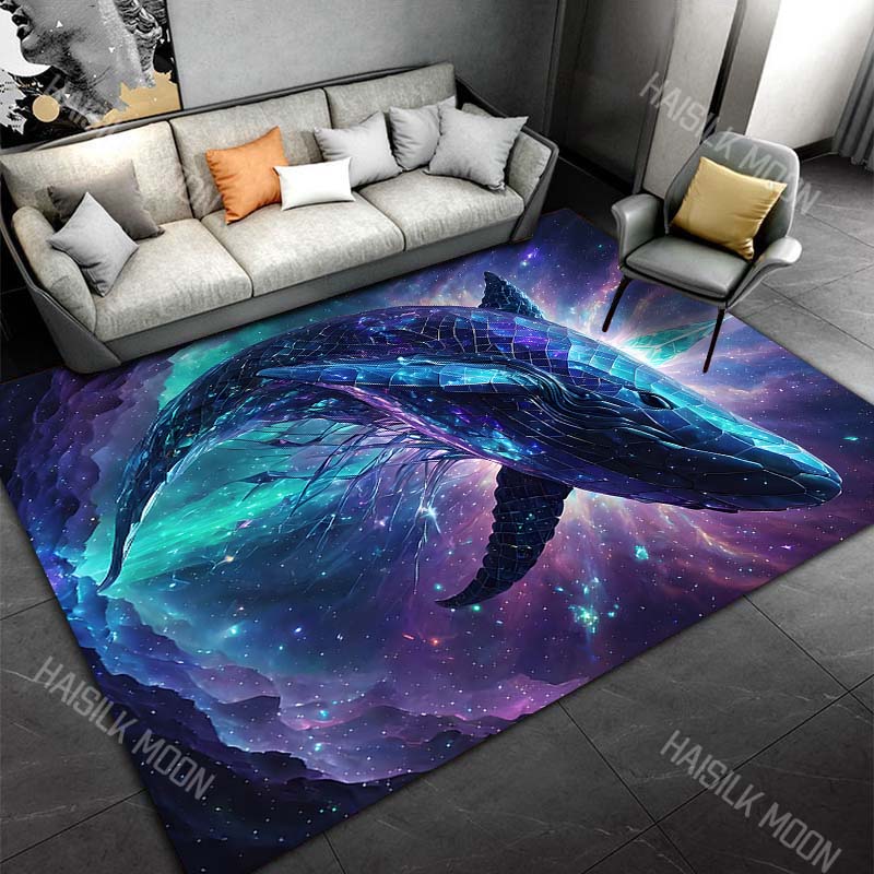 

Space whale with crystal glow Print Carpet Rug for Living Room Bedroom Sofa Doormat Home Decor Non-slip Floor Mat 40x60cm