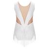 Mädchen Latein Eiskunstlauf Fransen-Leotard Glitzernde Strasssteine Mesh-Einsätze Quasten-Bodysuit