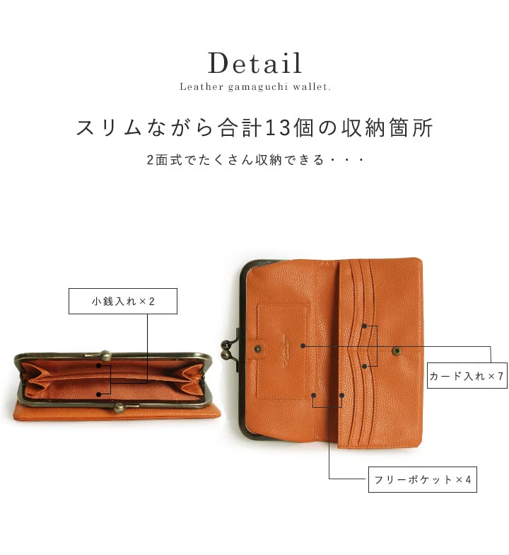 Lizdays Women's Long Wallet with Clasp Closure, Genuine Leather, Thin (Mustard)