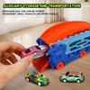 Dinosaur Transport Truck with Foldable Sliding Race Track, Toy for Children, Transformable T-Rex Tricycle,