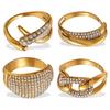 Three-layer Ring with Rhinestones, Stainless Steel Fashion Simple Design, Gold-plated Stainless Steel Ring for Women