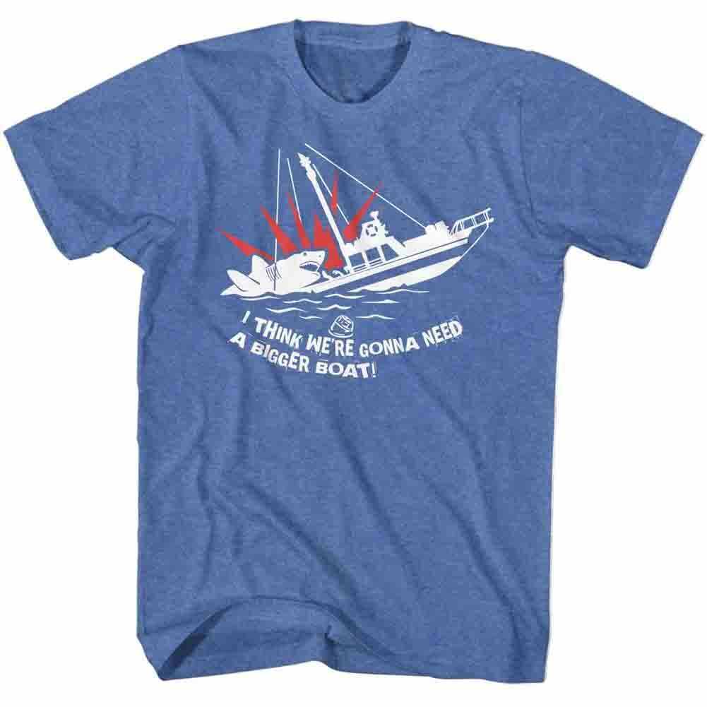 Jaws Bigger Boat Royal Heather Adult T-Shirt Mens Womens Tees Top XL
