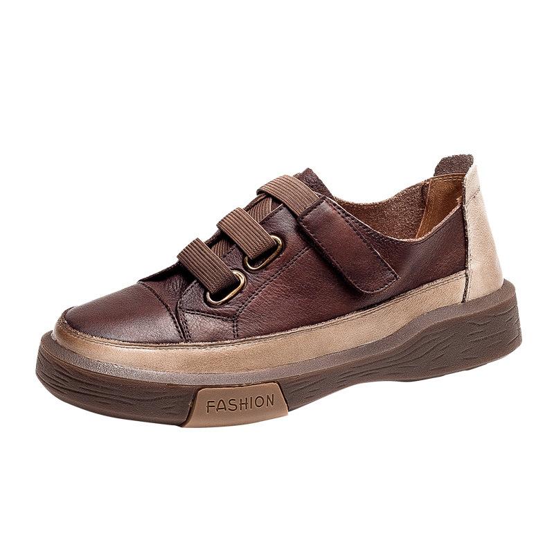 Fashion GKTINOO Genuine Leather Retro Women Sneakers Casual Flat Ladies Shoes high quality Comfortable Women's Flat Shoes